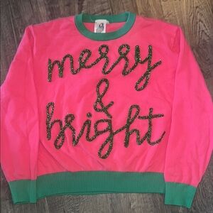 Queen of Sparkles Merry & Bright Christmas sweater.